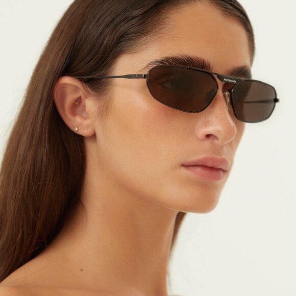 NEW BALENCIAGA METAL PILOT SUNGLASSES WITH LOGO - Picture 1 of 9